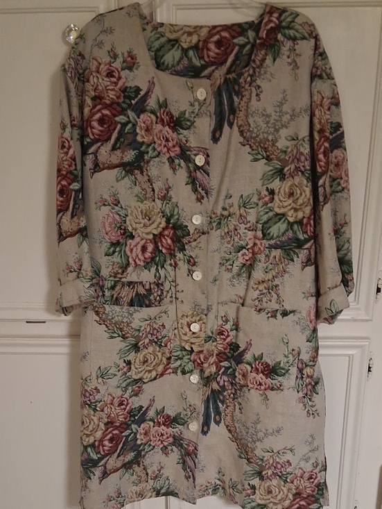 gianna rose Jackets & Blazers - Floral Button-Front Blazer Jacket in Beige with Pink & Green